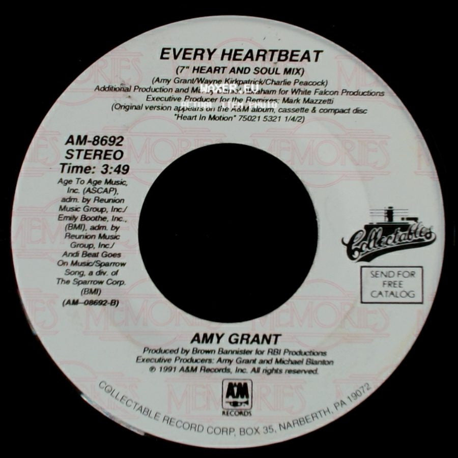 Amy Grant - Every Heartbeat (7" Heart And Soul Mix) / Baby Baby side A