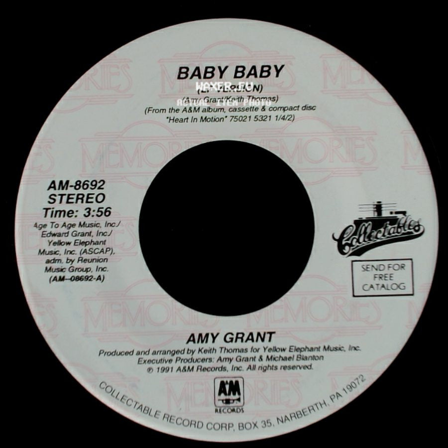 Amy Grant - Every Heartbeat (7" Heart And Soul Mix) / Baby Baby side B