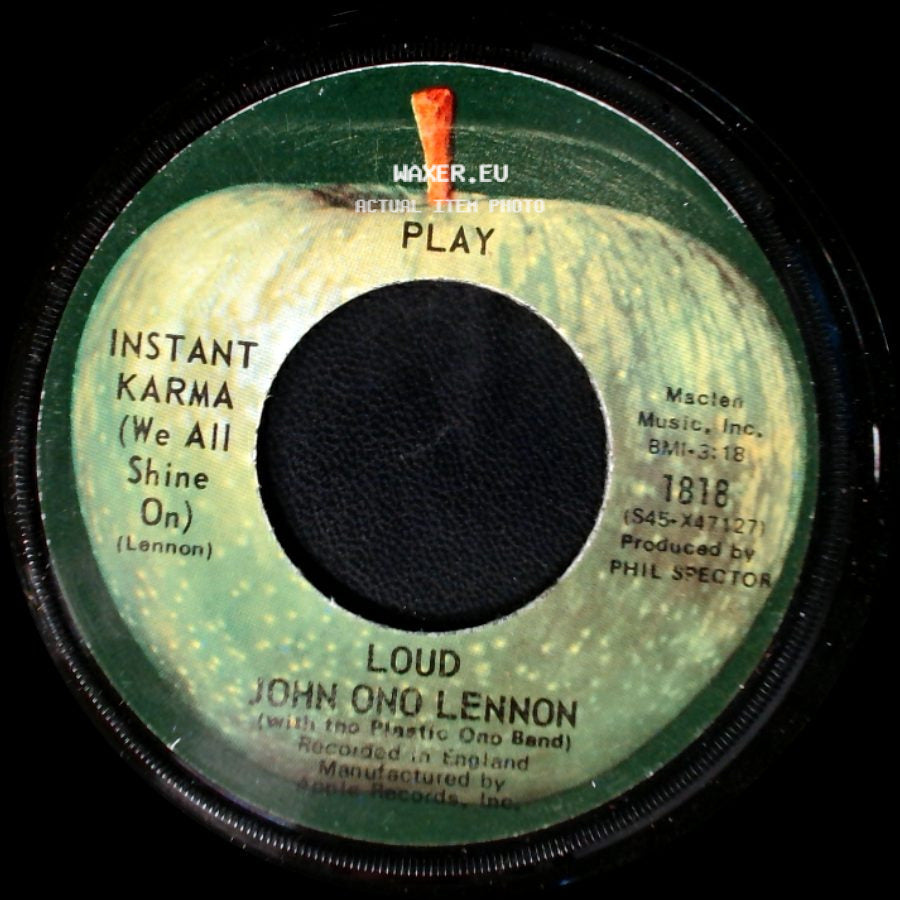 John Ono Lennon / Yoko Ono Lennon - Instant Karma (We All Shine On) / Who Has Seen The Wind? side A