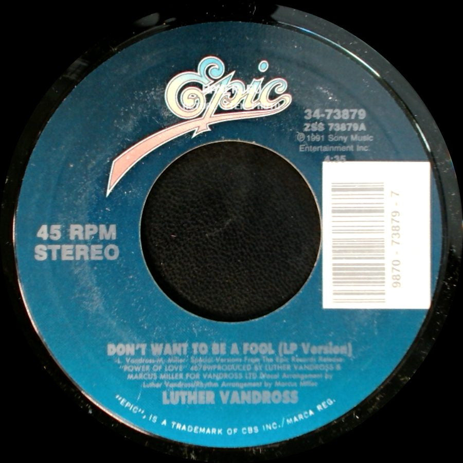 Luther Vandross - Power Of Love/Love Power (Lp Version) / Don't Want To Be A Fool (Lp Version) side B