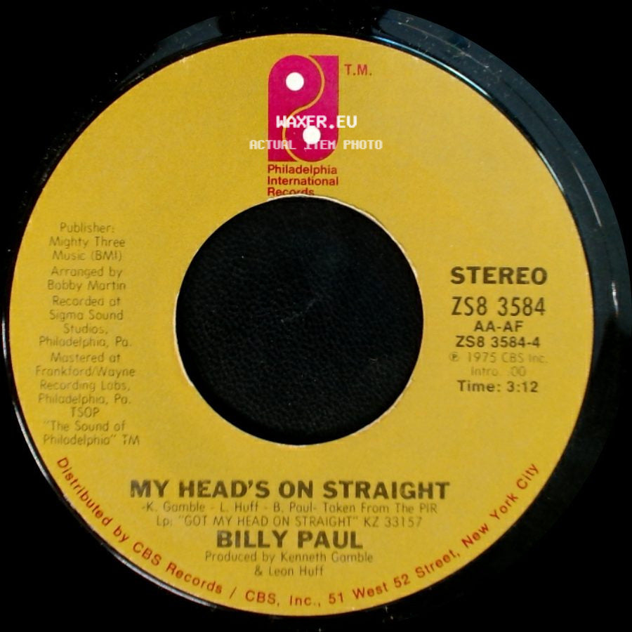 Billy Paul - Let's Make A Baby / My Head's On Straight side B