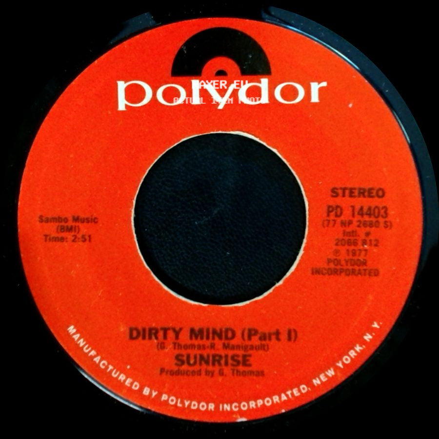 Sunrise - Dirty Mind (Part Ii) / Dirty Mind (Part 1) side B