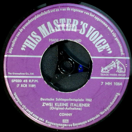 Conny - Hallo, Hallo, Hallo (Original-Aufnahme) / Zwei Kleine Italiener side B