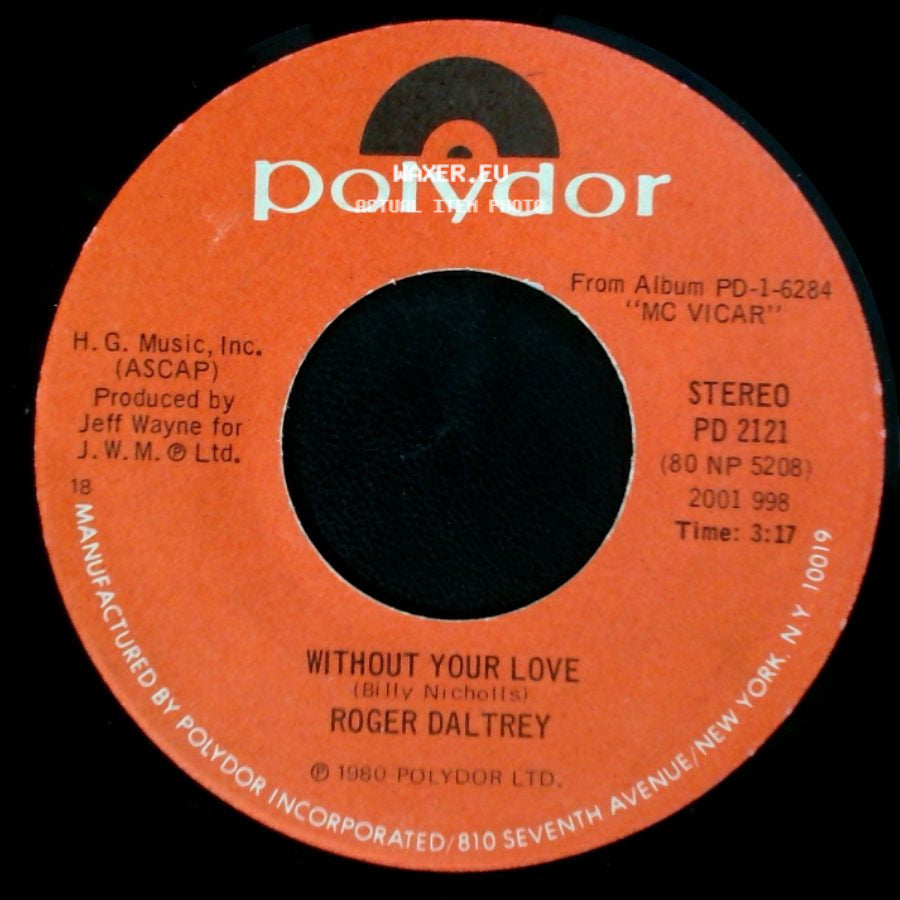 Roger Daltrey - Escape Part I / Without Your Love side B