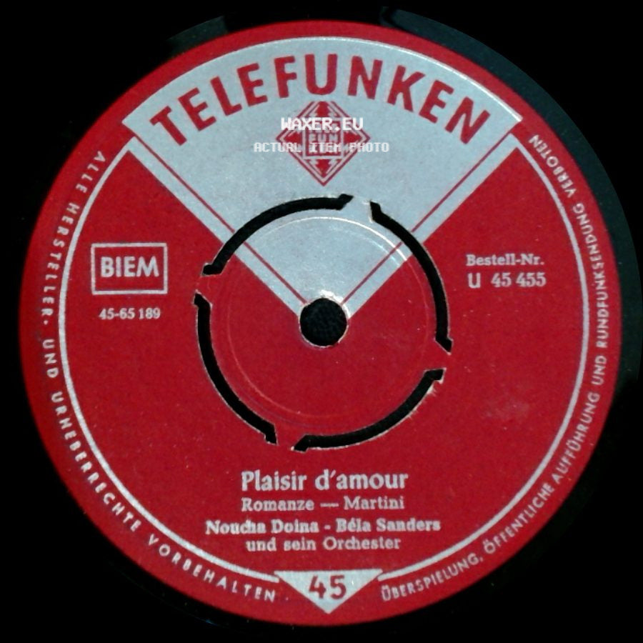 Noucha Dolna - Béla Sanders Und Sein Orchester - Plaisir D'amour / Toselli-Serenade side A