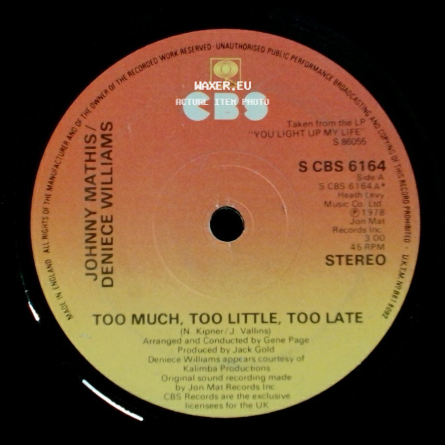Johnny Mathis / Deniece Williams - Too Much, Too Little, Too Late / Emotions side A
