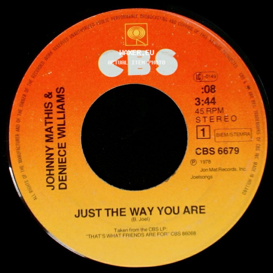 Johnny Mathis & Deniece Williams - Just The Way You Are / You're A Special Part Of My Life side A