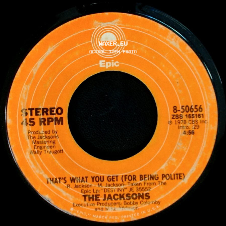 The Jacksons - Shake Your Body (Down To The Ground) / What's What You Get (For Being Polite) side B