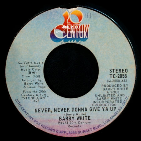 Barry White - No, I'm Never Gonna Give Ya Up / Never, Never Gonna Give Ya Up side B