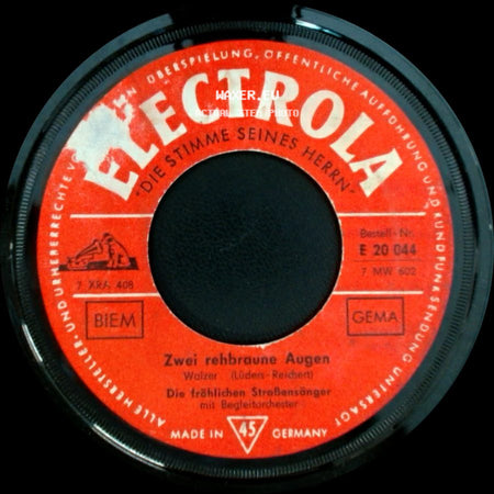 Die Fröhlichen Straßensänger - Der Schmied Von St. Bartholomä / Zwei Rehbraune Augen side B