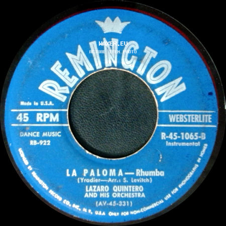 Tango Serenaders / Lazaro Quintero And His Orchestra - Adios Muchachos / La Paloma - Rhumba side B