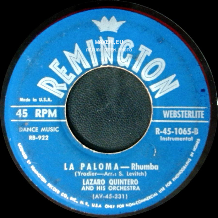 Tango Serenaders / Lazaro Quintero And His Orchestra - Adios Muchachos / La Paloma - Rhumba side B