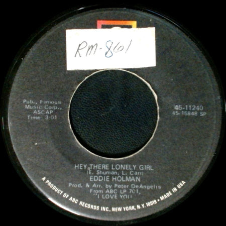 Eddie Holman - It's All In The Game / Hey, There Lonely Girl side B