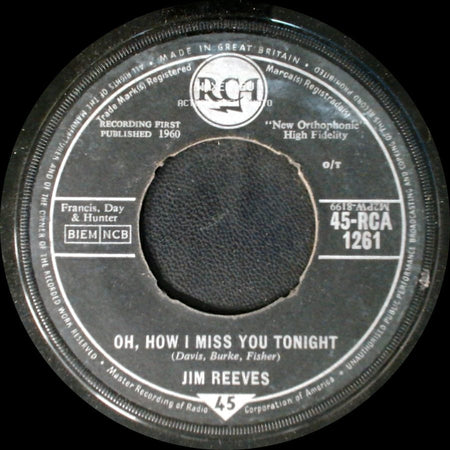 Jim Reeves - You're The Only Good Thing (That Happened To Me) / Oh, How I Miss You Tonight side B
