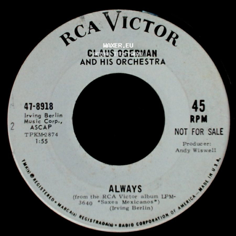 Claus Ogerman And His Orchestra - King Of The Road / Always side B