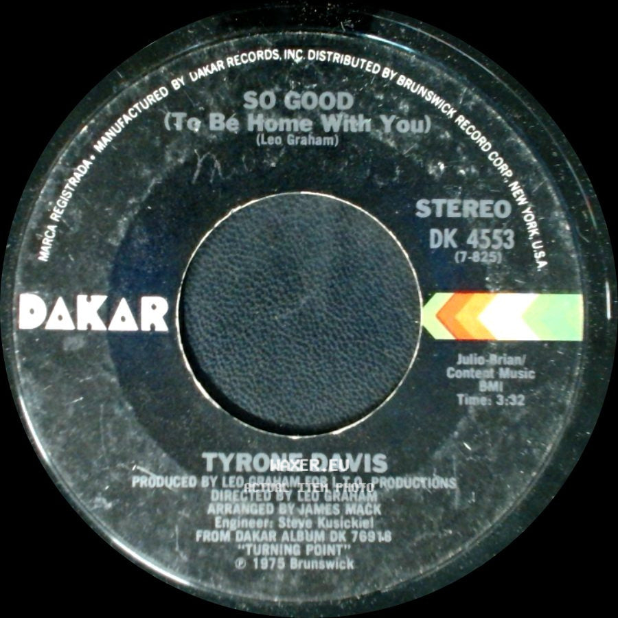 Tyrone Davis - So Good (To Be Home With You) / I Can't Bump side A