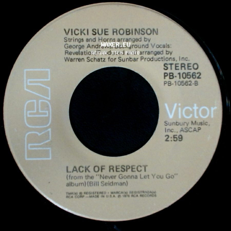 Vicki Sue Robinson - Lack Of Respect / Turn The Beat Around side A