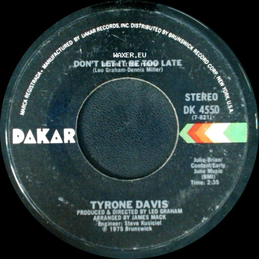 Tyrone Davis - Turning Point / Don't Let It Be Too Late side B