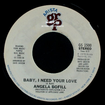 Angela Bofill - Baby, I Need Your Love / This Time I'll Be Sweeter side A