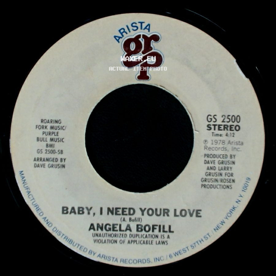 Angela Bofill - Baby, I Need Your Love / This Time I'll Be Sweeter side A