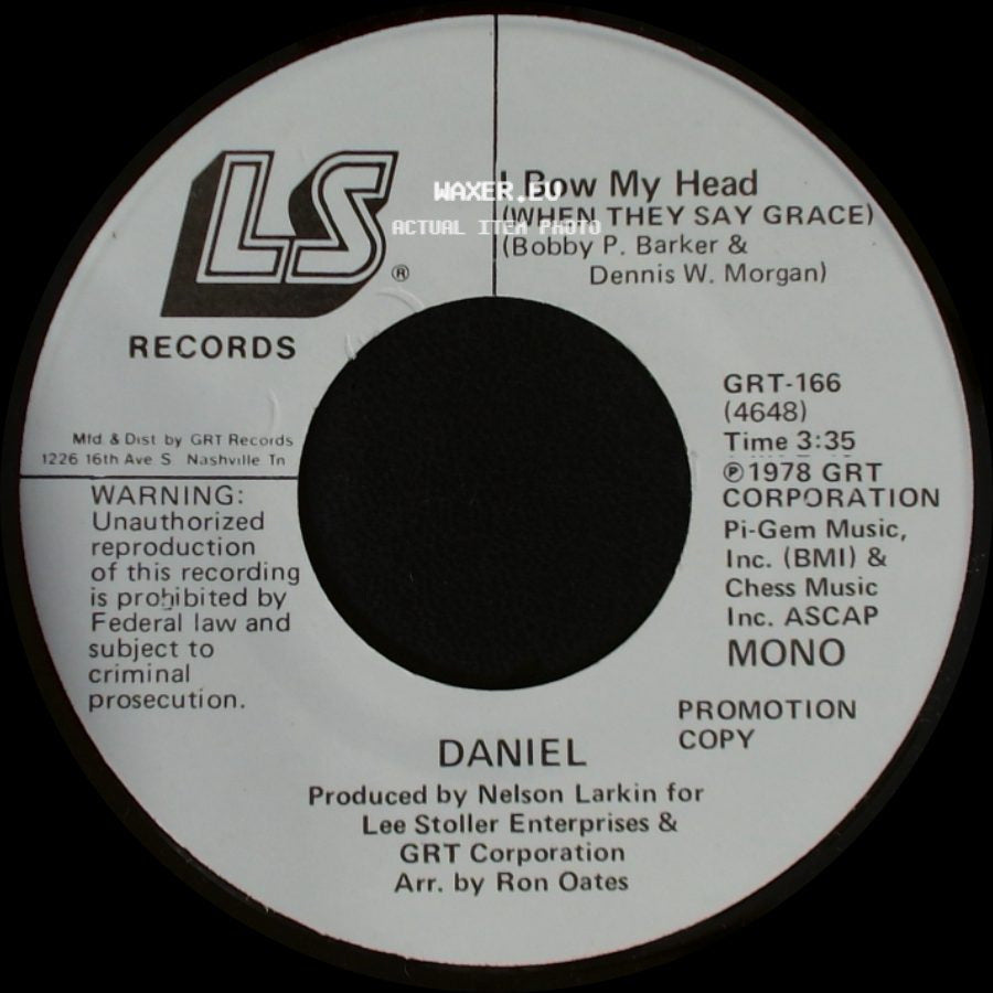 Daniel - I Bow My Head (When They Say Grace) / I Bow My Head (When They Say Grace) side B