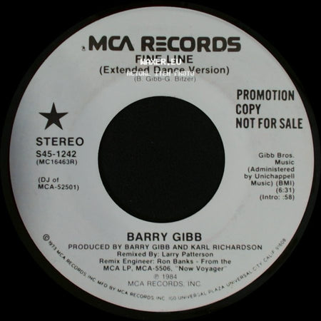 Barry Gibb - Fine Line (Extended Dance Version) / Fine Line side A