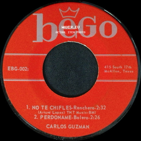 Carlos Guzman - Unknown Title A / No Te Chifles / Perdoname side B