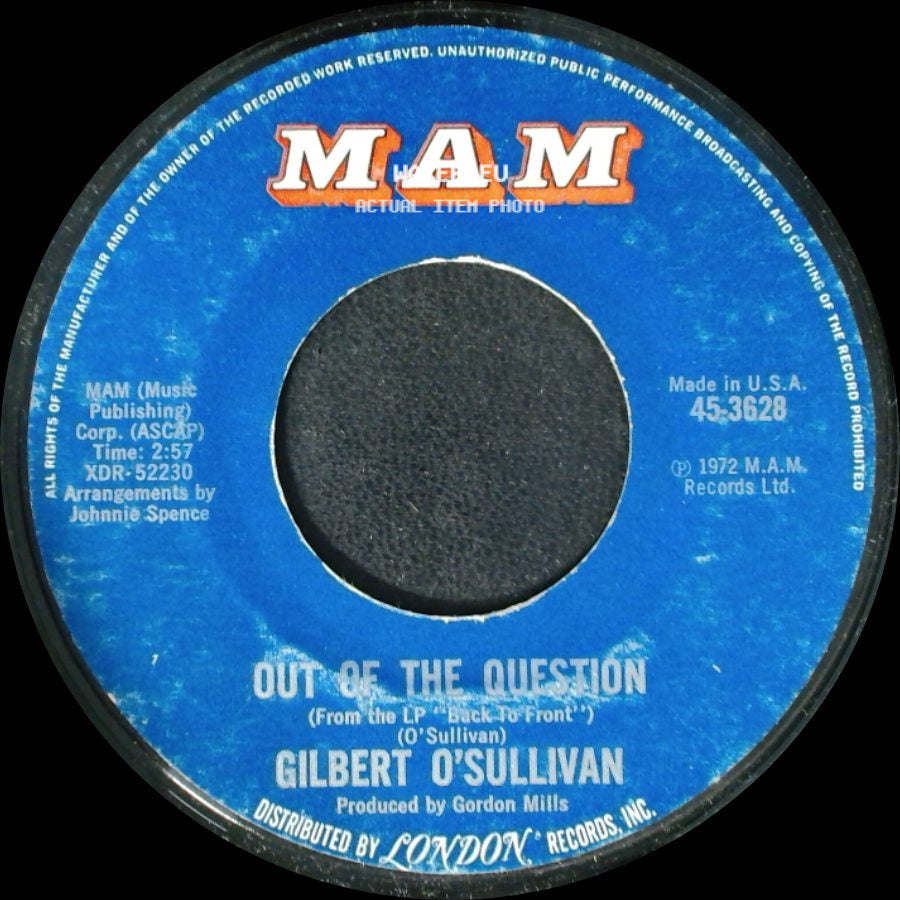 Gilbert O'sullivan - Everybody Knows / Out Of The Question side B