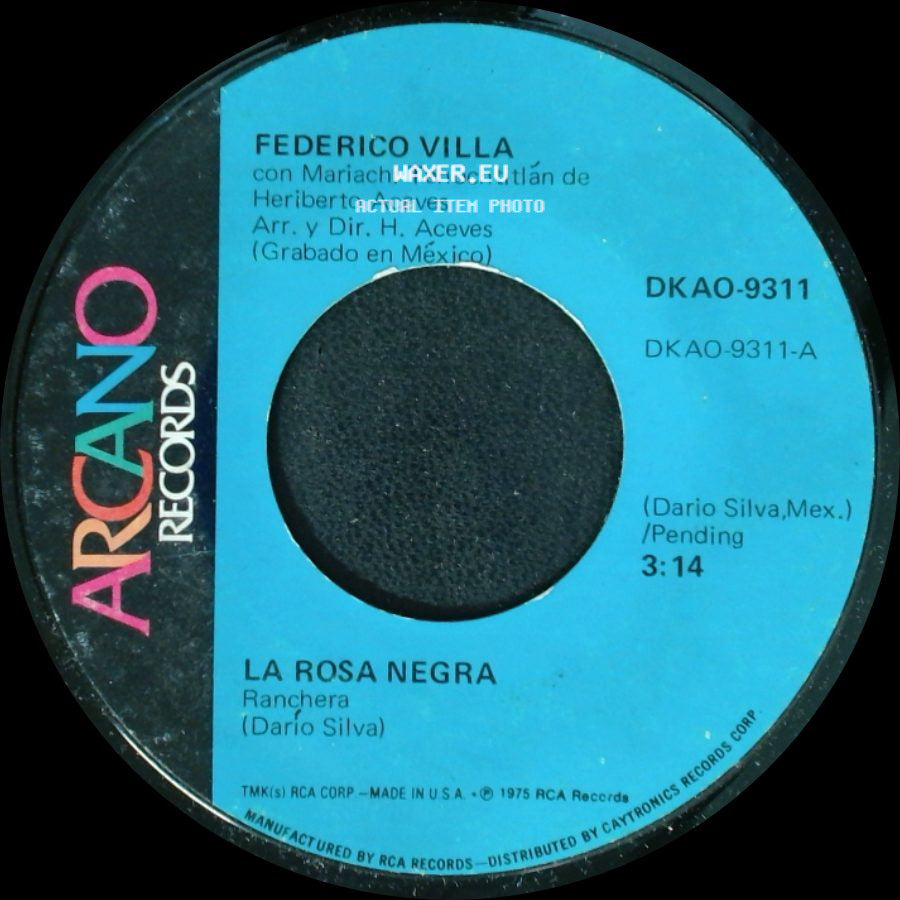 Federico Villa Con Mariachi Tenochtitlán De Heriberto Aceves / Federico Villa Con Mariachi Vargas De Tecalitlán - La Rosa Negra / El Hijo Del Mariachi side A