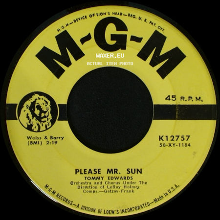 Tommy Edwards - Please Mr. Sun / The Morning Side Of The Mountain side A