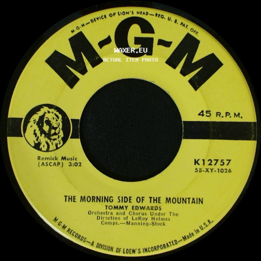Tommy Edwards - Please Mr. Sun / The Morning Side Of The Mountain side B