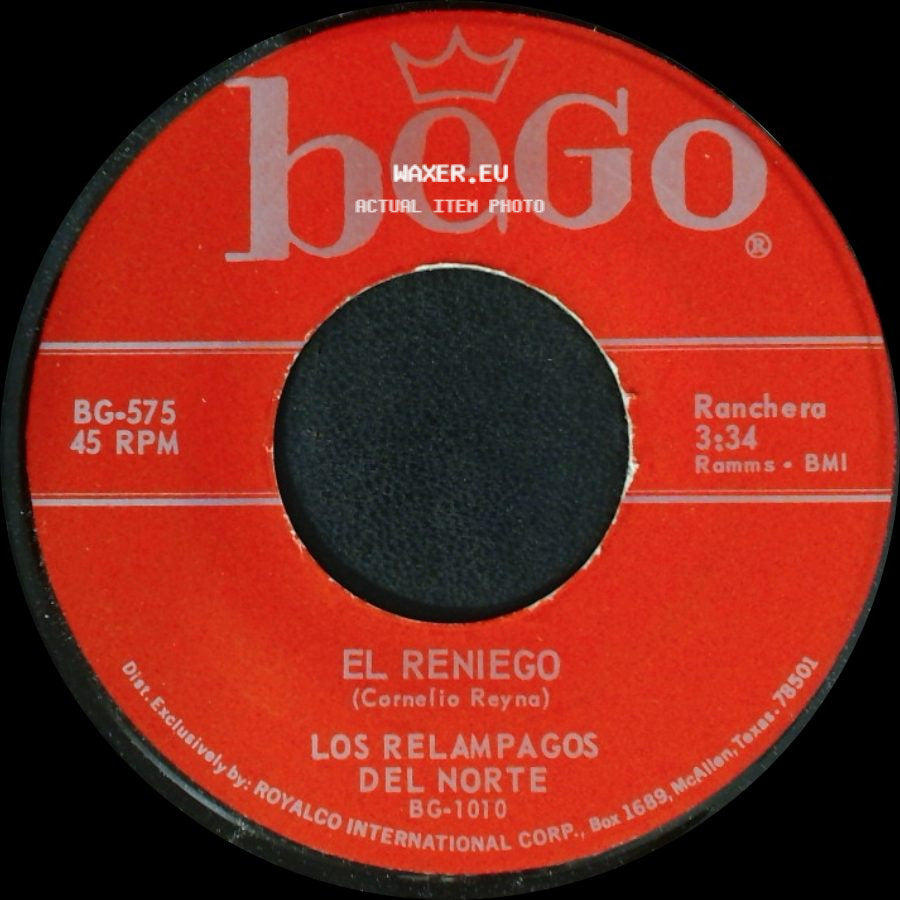 Los Relampagos Del Norte - Mujer De Cabaret / El Reniego side B