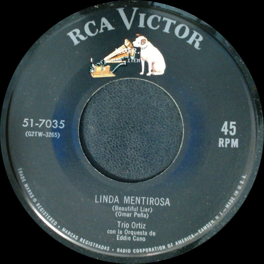Trio Ortiz - Vuelve A Mi (Come Back To Me) / Linda Mentirosa (Beautiful Liar) side B