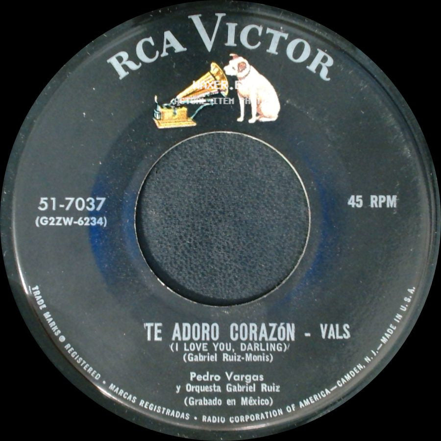 Pedro Vargas Y Orquesta Gabriel Ruiz - Quisiera Perdonarme - Bolero / Te Adoro Corazón - Vals (I Love You, Darling) side B