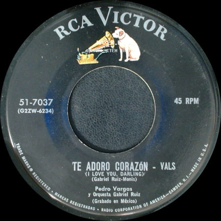 Pedro Vargas Y Orquesta Gabriel Ruiz - Quisiera Perdonarme - Bolero / Te Adoro Corazón - Vals (I Love You, Darling) side B