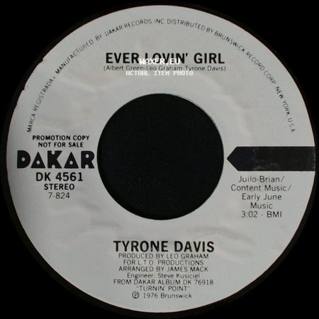 Tyrone Davis - Ever Lovin' Girl / Ever Lovin' Girl side B