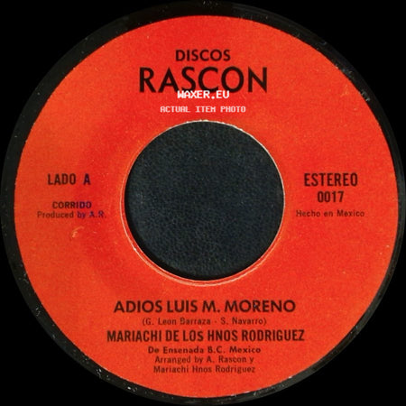 Mariachi De Los Hnos Rodriguez / Jose Pico - Adios Luis M. Moreno / Puro Cachania side A