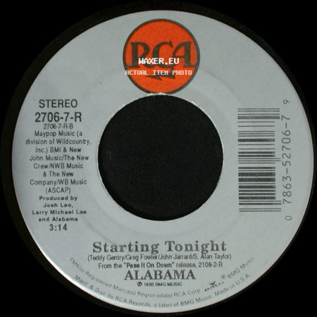Alabama - Forever's As Far As I'll Go / Starting Tonight side B