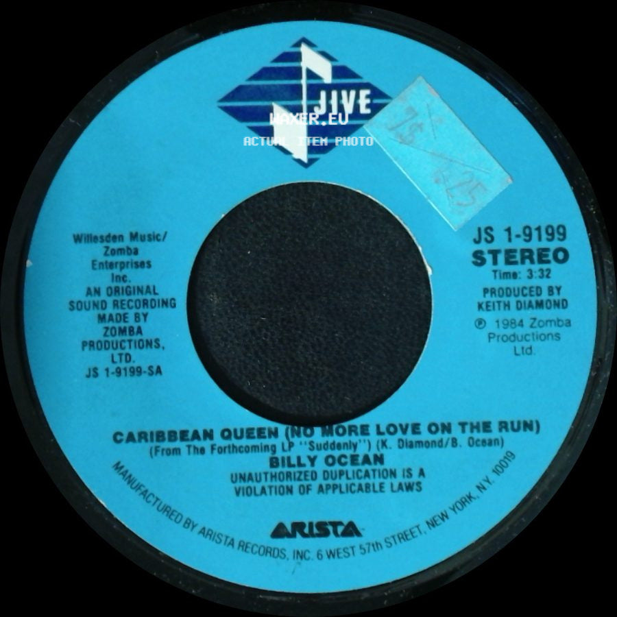 Billy Ocean - Caribbean Queen (No More Love On The Run) / Caribbean Queen (No More Love On The Run) (Instrumental) side A