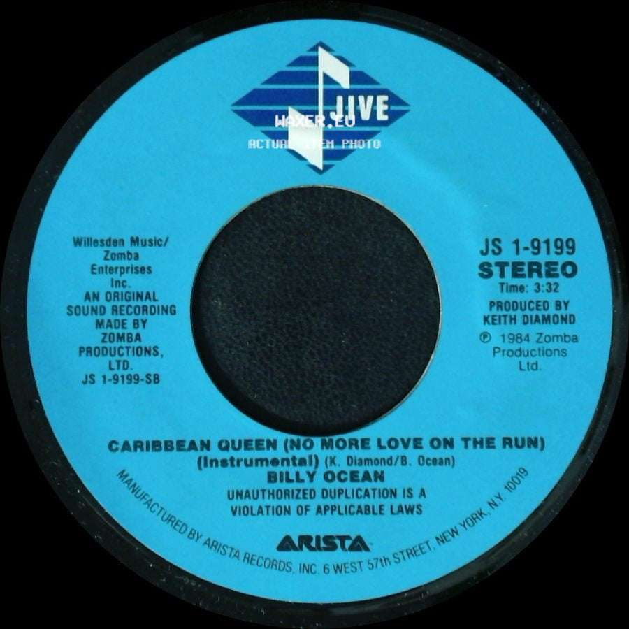 Billy Ocean - Caribbean Queen (No More Love On The Run) / Caribbean Queen (No More Love On The Run) (Instrumental) side B