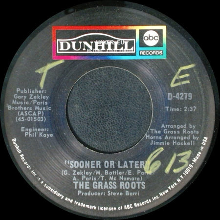 The Grass Roots - Sooner Or Later / I Can Turn Off The Rain side A