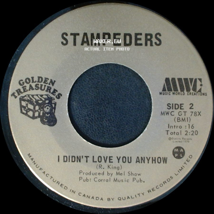 Stampeders - Carry Me / I Didn't Love You Anyhow side B