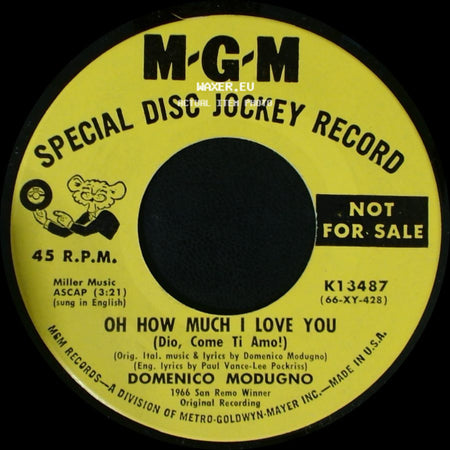 Domenico Modugno - Dio, Come Ti Amo! / Oh How Much I Love You (Dio, Come Ti Amo!) side B