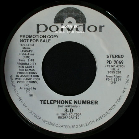 3-D - Telephone Number / Telephone Number side A