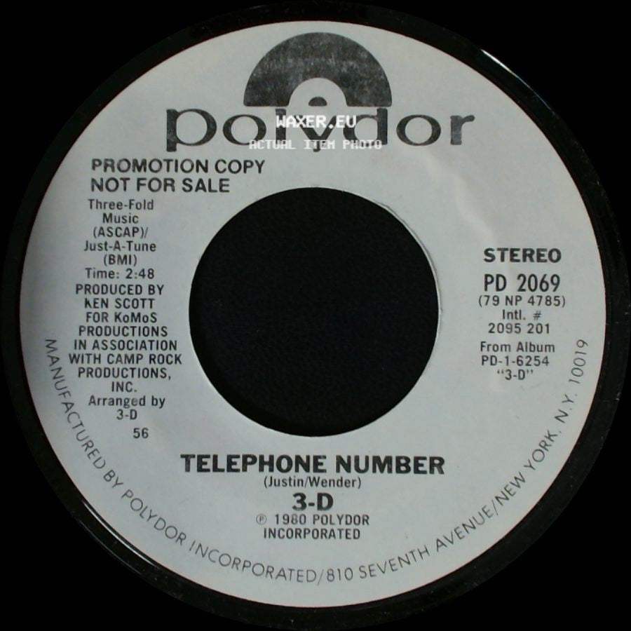 3-D - Telephone Number / Telephone Number side A
