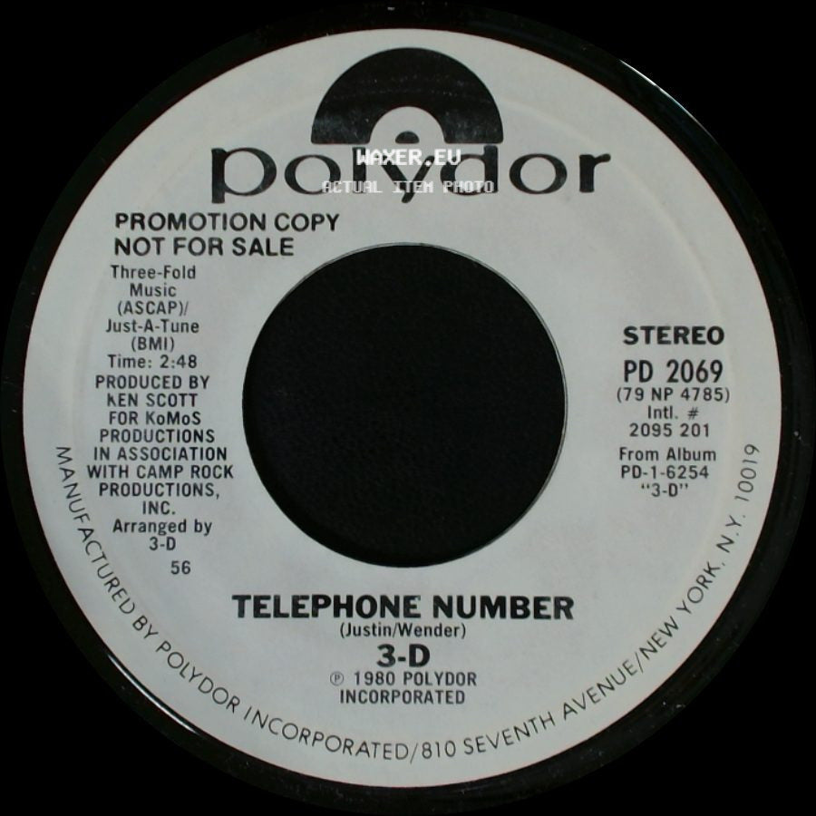 3-D - Telephone Number / Telephone Number side B