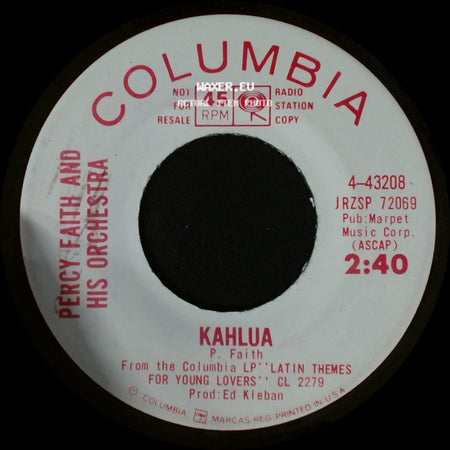 Percy Faith And His Orchestra - Kahlua / How Insensitive (Insensataez) side A