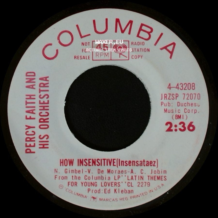 Percy Faith And His Orchestra - Kahlua / How Insensitive (Insensataez) side B
