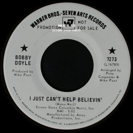 Bobby Doyle - We're All Born Free / I Just Can't Help Believin' side B