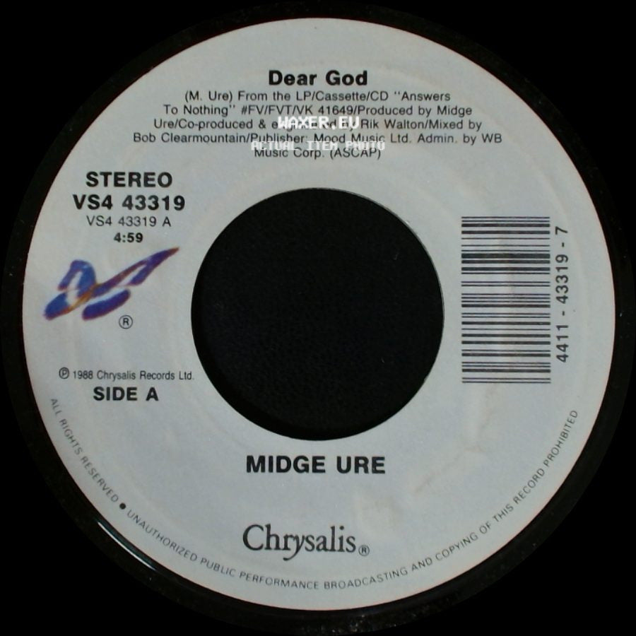 Midge Ure - Dear God / Music #1 side A